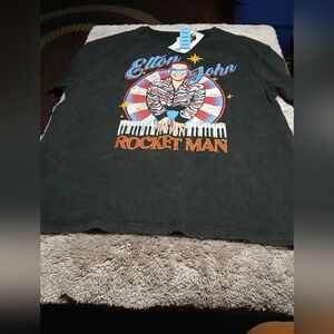 Elton John Rocket Man Black T-Shirt